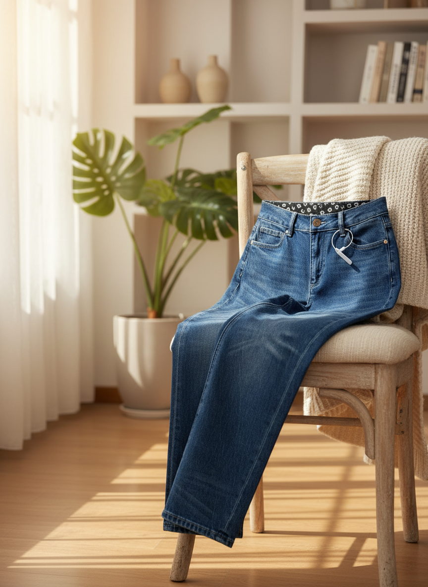 CHANEL High Waist Vintage Blue Denim Jeans Women