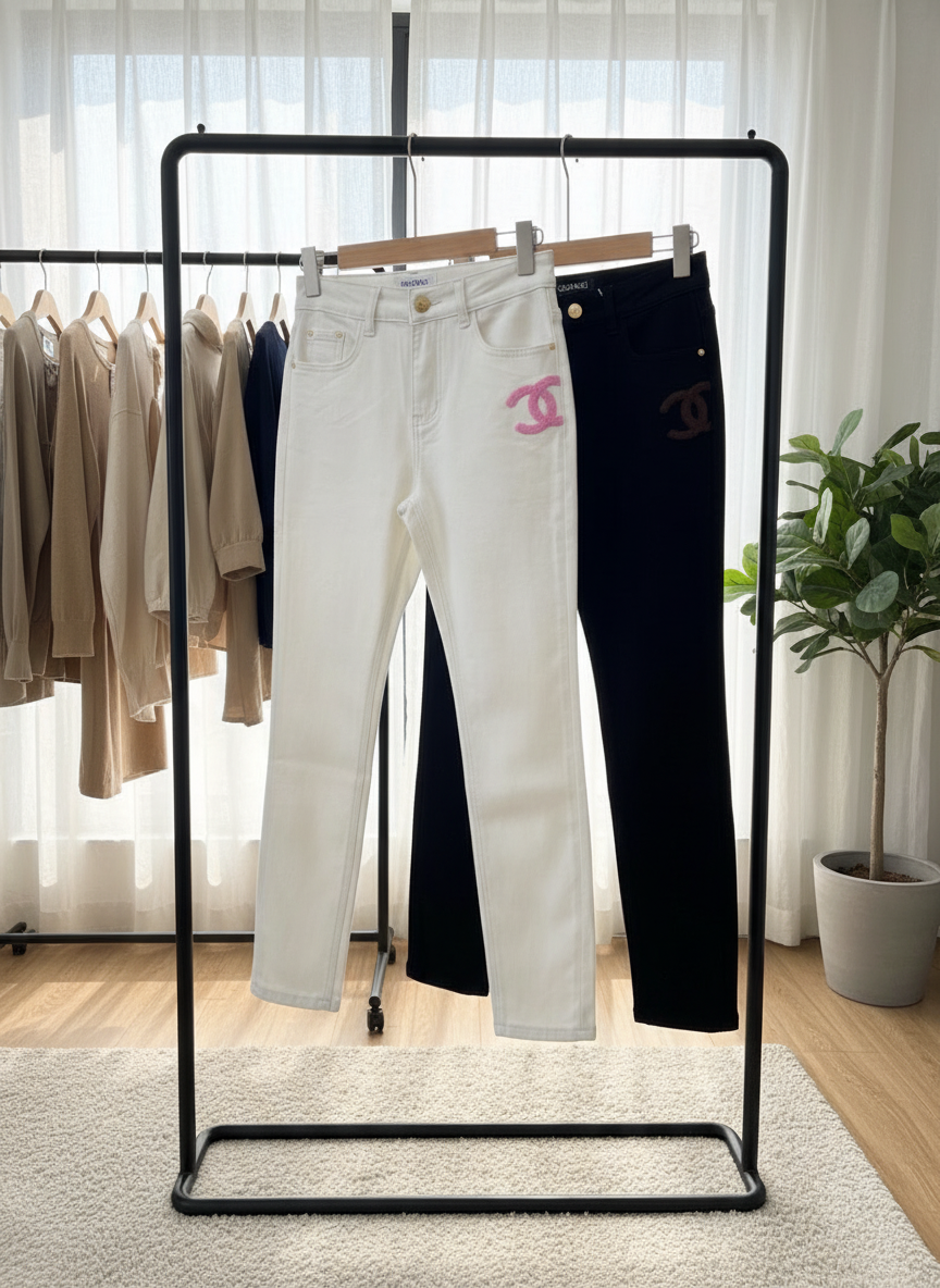 CHANEL Classic Logo High Waist Slim Jeans