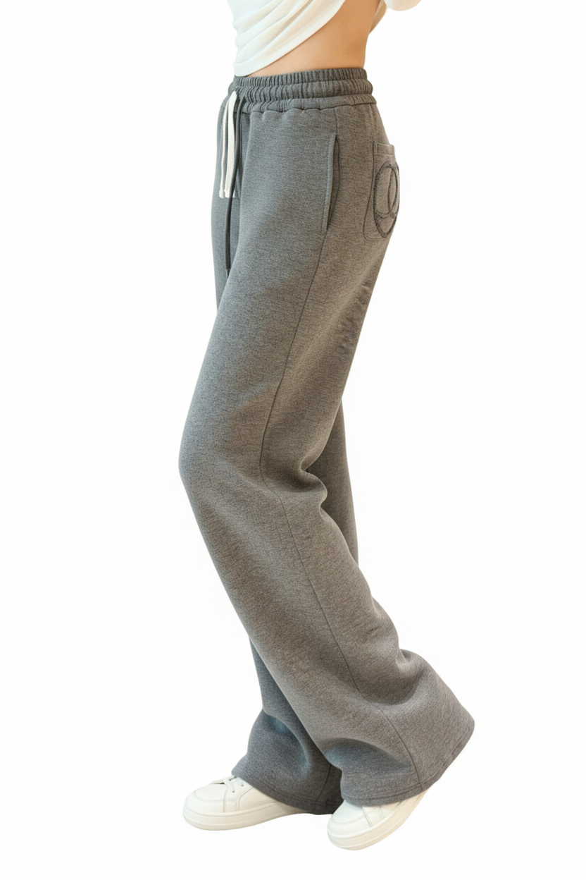 CHANEL Grey Wide-Leg Women's Sweatpants