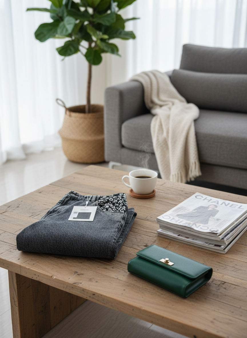 CHANEL High Waist Floral Embroidered Denim Jeans