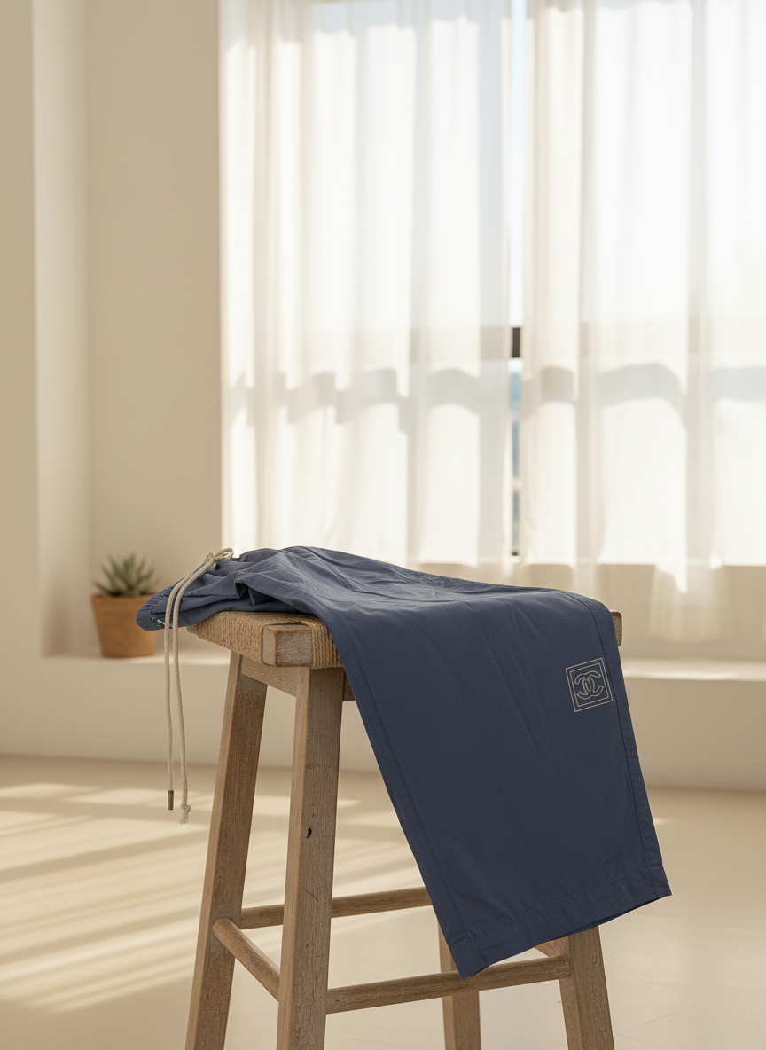 CHANEL Loose Fit Drawstring Casual Travel Pants