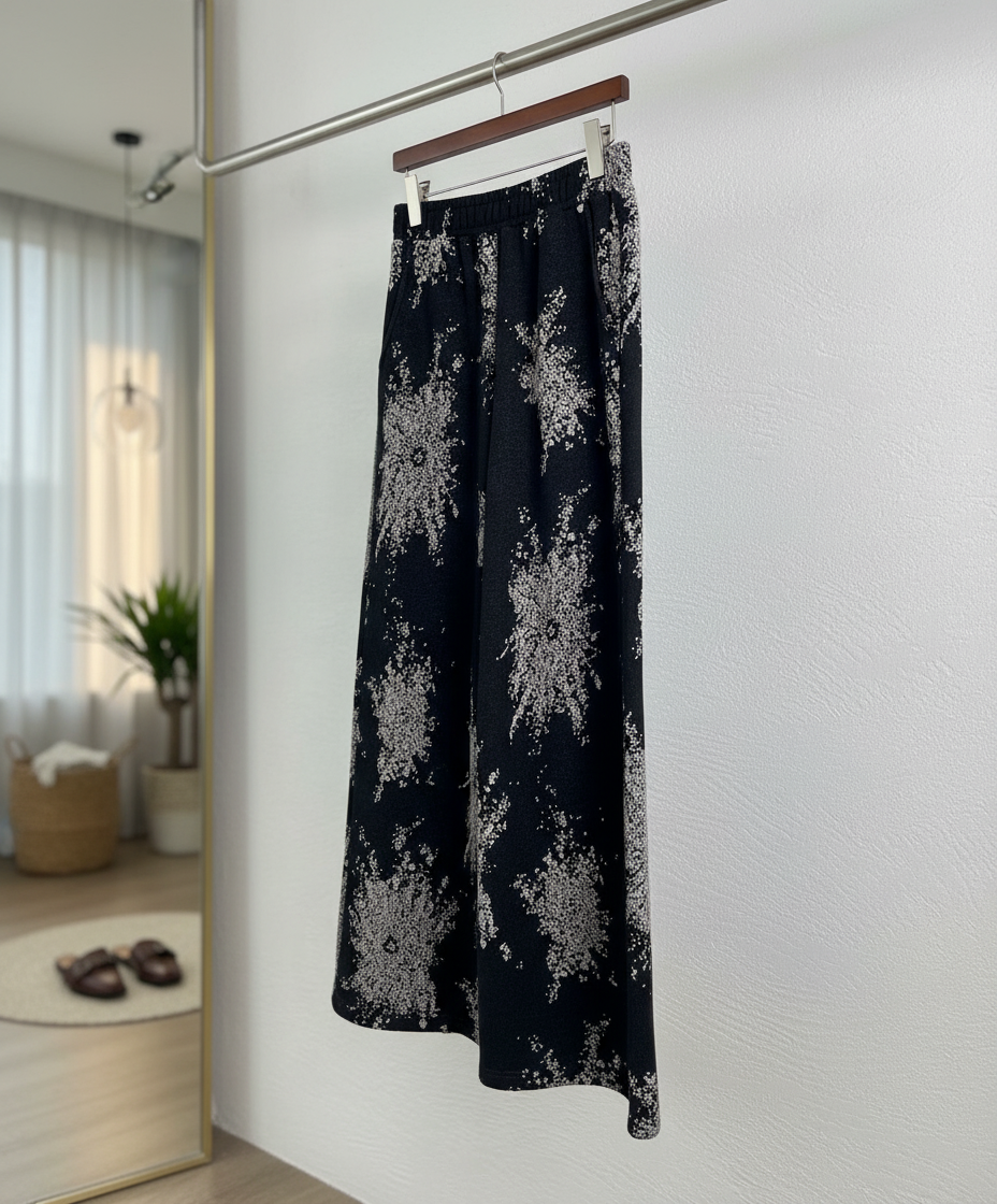 CHANEL Black Floral Wide Leg Pants for Women