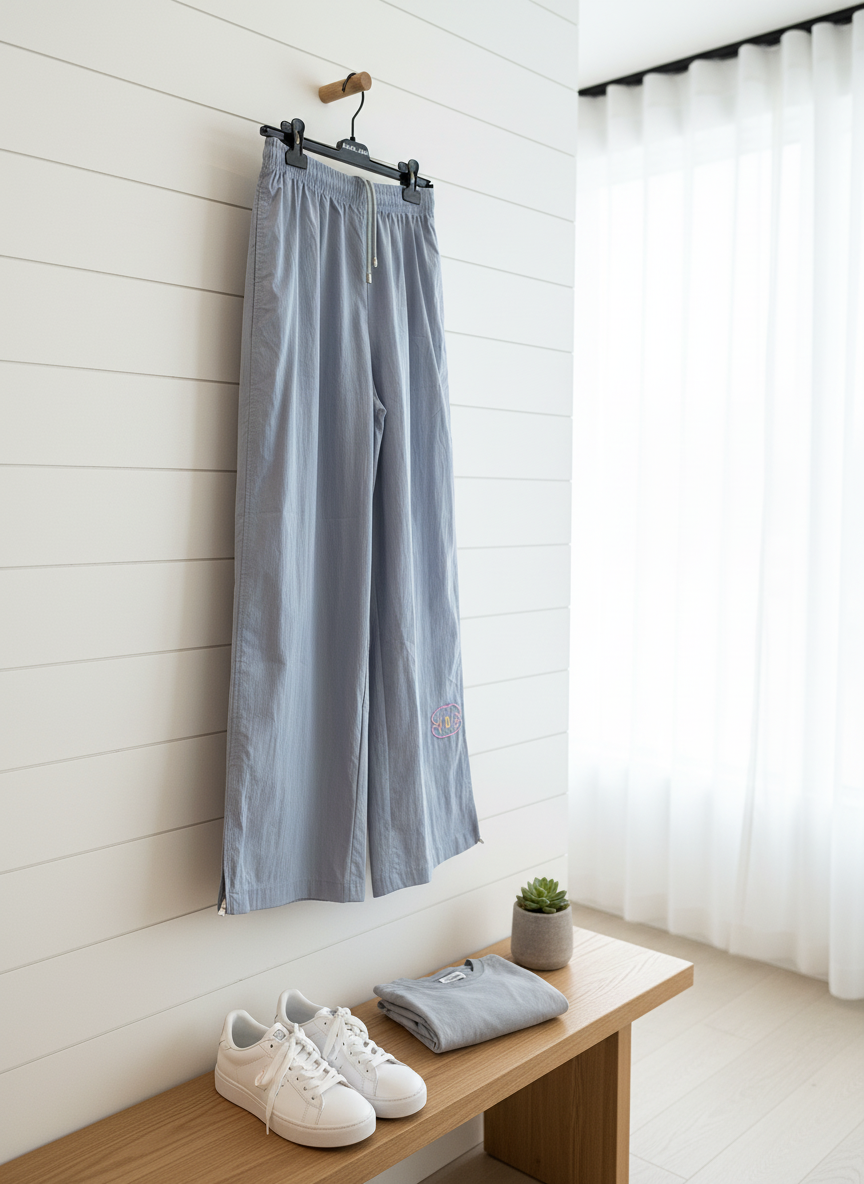 CHANEL Light Gray Women Wide Leg Casual Pants