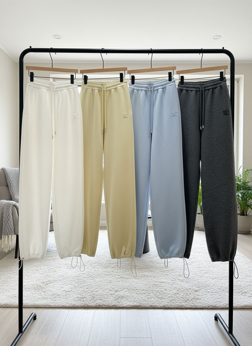 CHANEL Women Cotton Joggers Drawstring Sweatpants Casual Pants