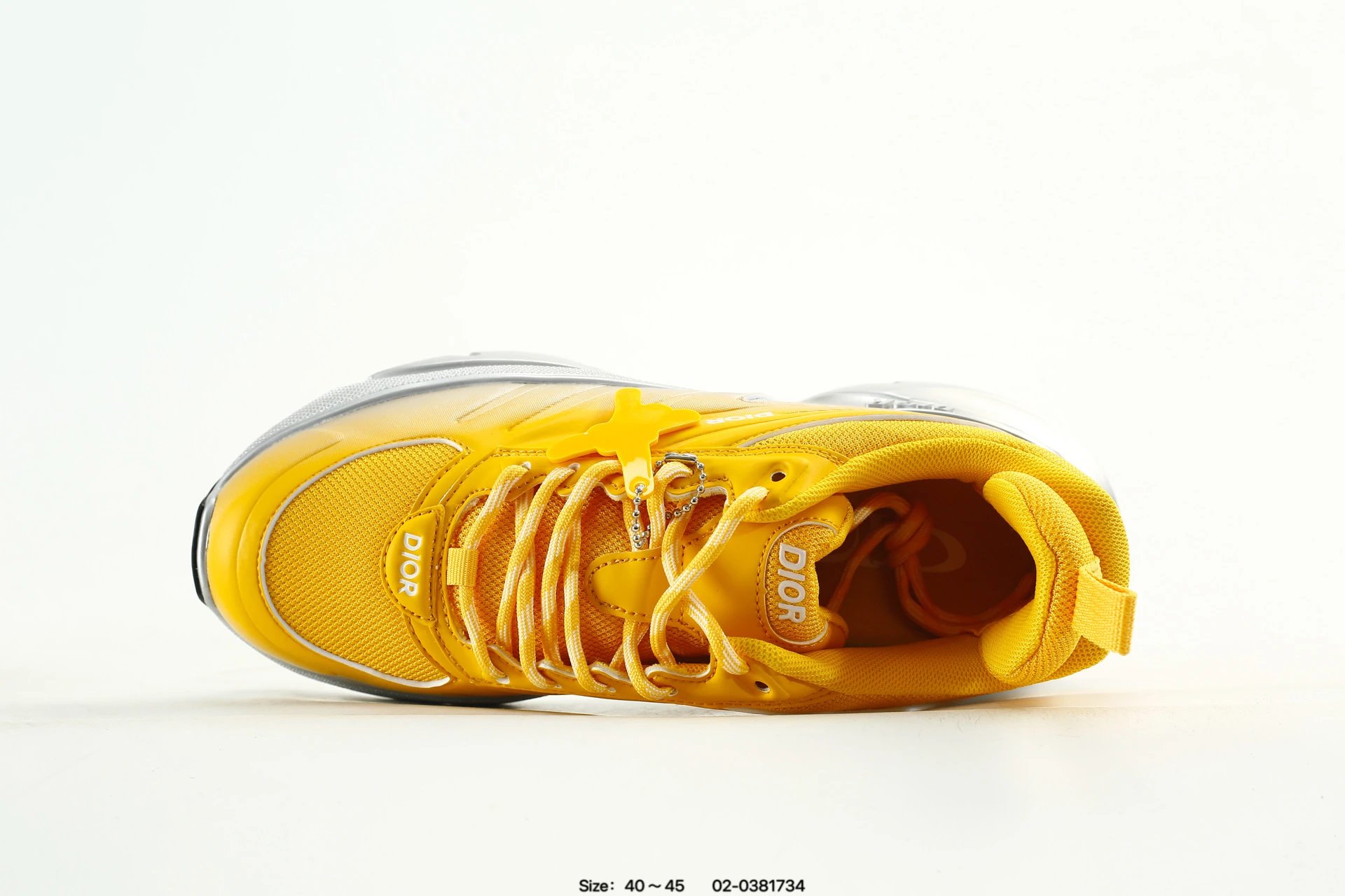 Dior Men Yellow Silver Mesh Running Sneakers