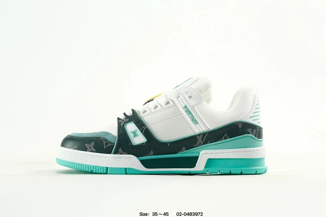 Louis Vuitton White Teal Monogram Men Sneakers