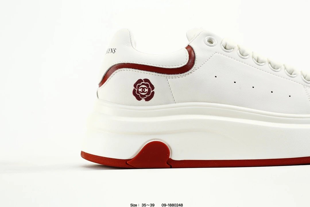 Alexander McQueen Women White Red Leather Sneakers