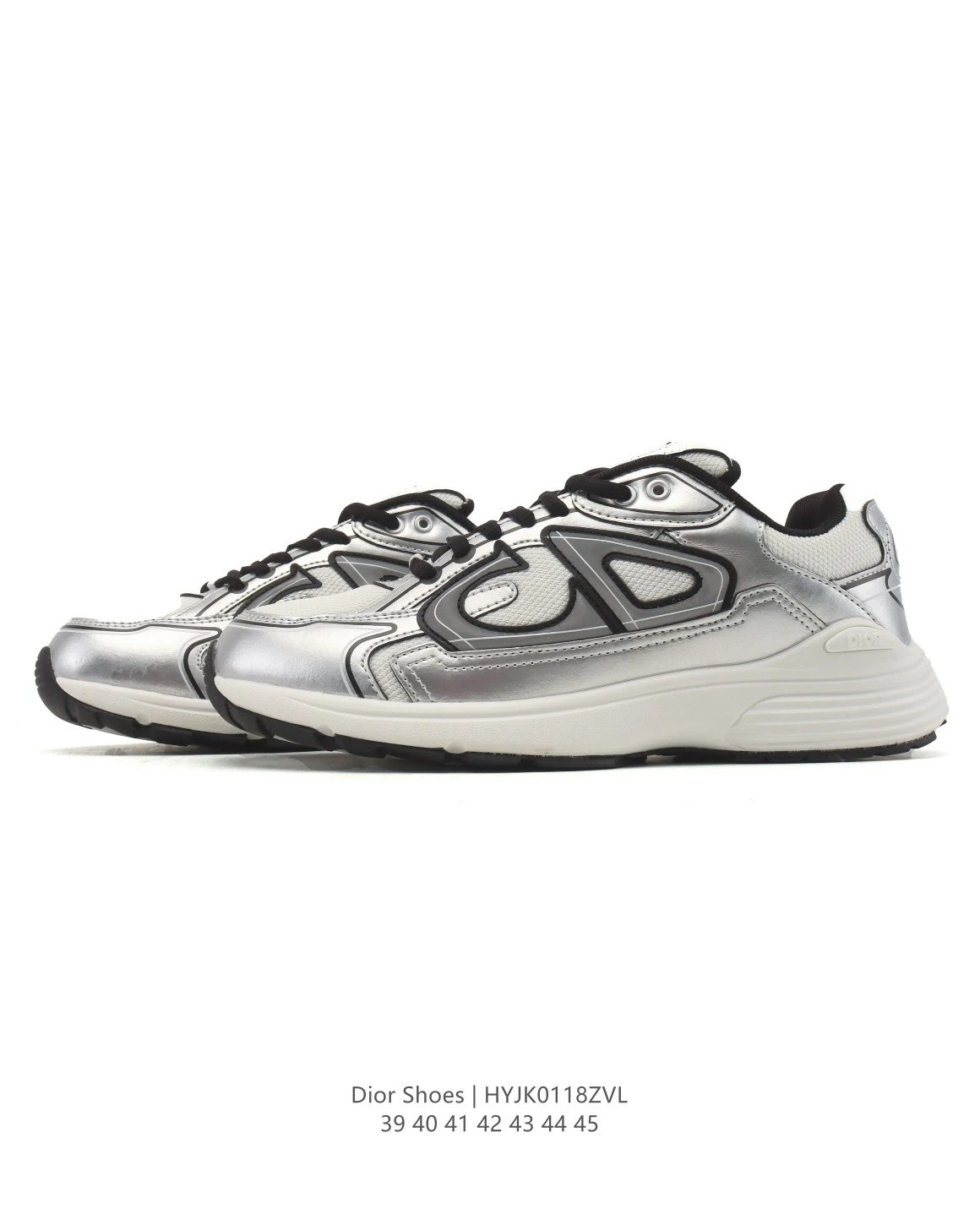 Dior Metallic Silver Sneakers Men Luxury Casual Shoes