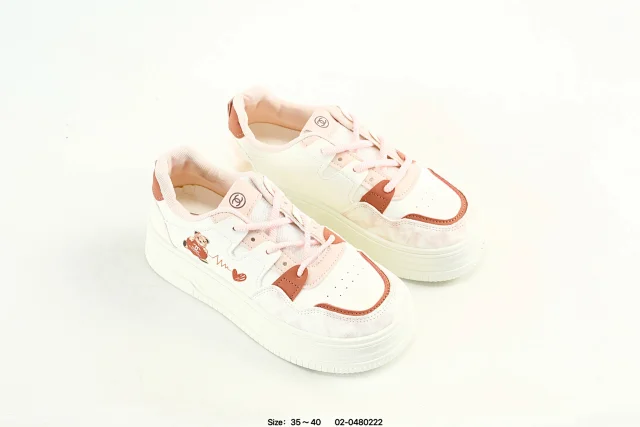 Chanel Women Sneakers White Pink Bear Heart Shoes