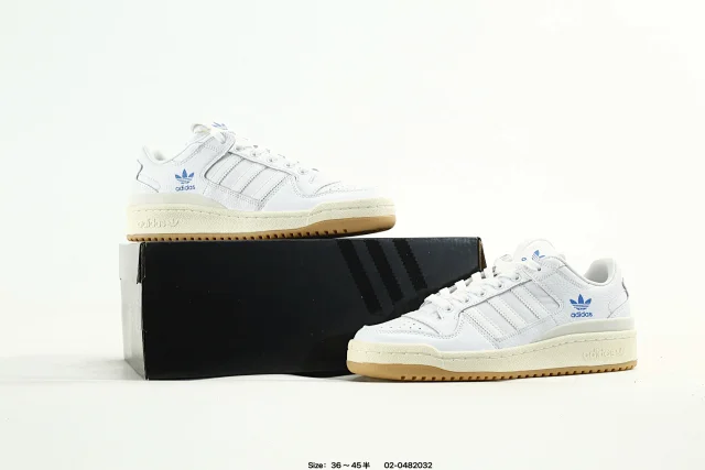 Adidas Originals White Blue Leather Retro Sneakers