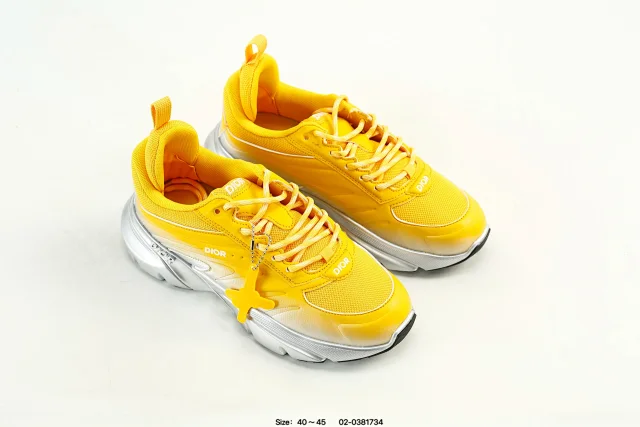 Dior Men Yellow Silver Gradient Running Sneakers Shoes