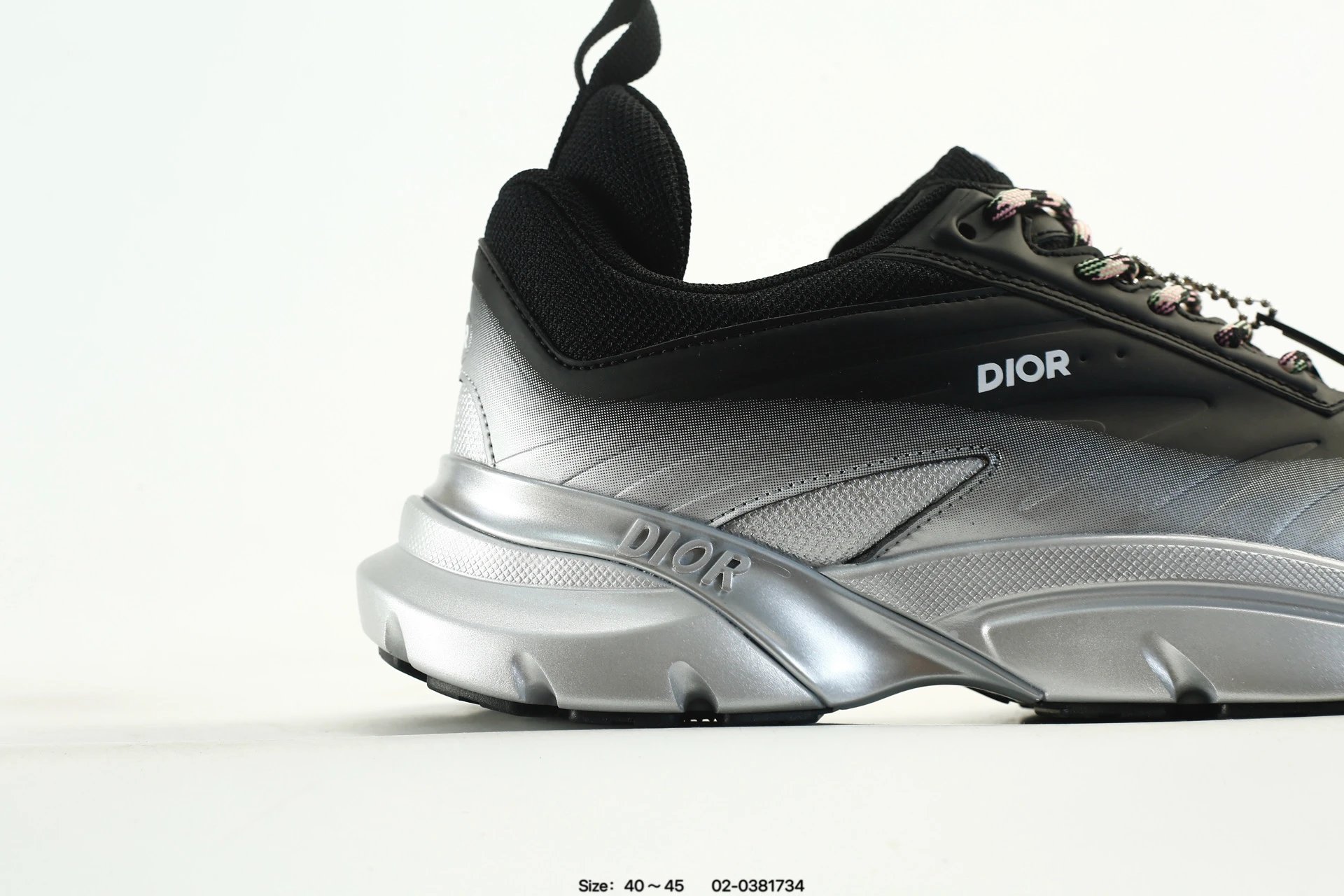 Dior Men Silver Black Futuristic Sneaker Shoes