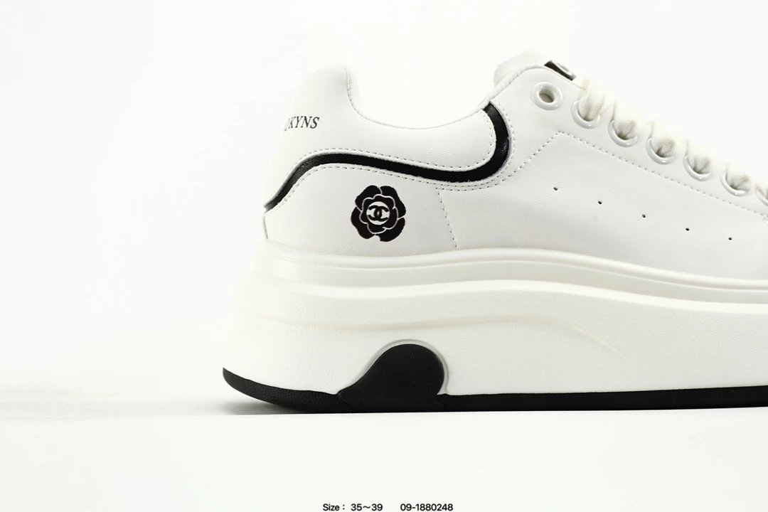 Chanel Women Platform Sneakers White Leather Shoes