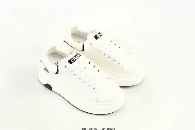 Chanel Women Platform Sneakers White Leather Shoes 35–39