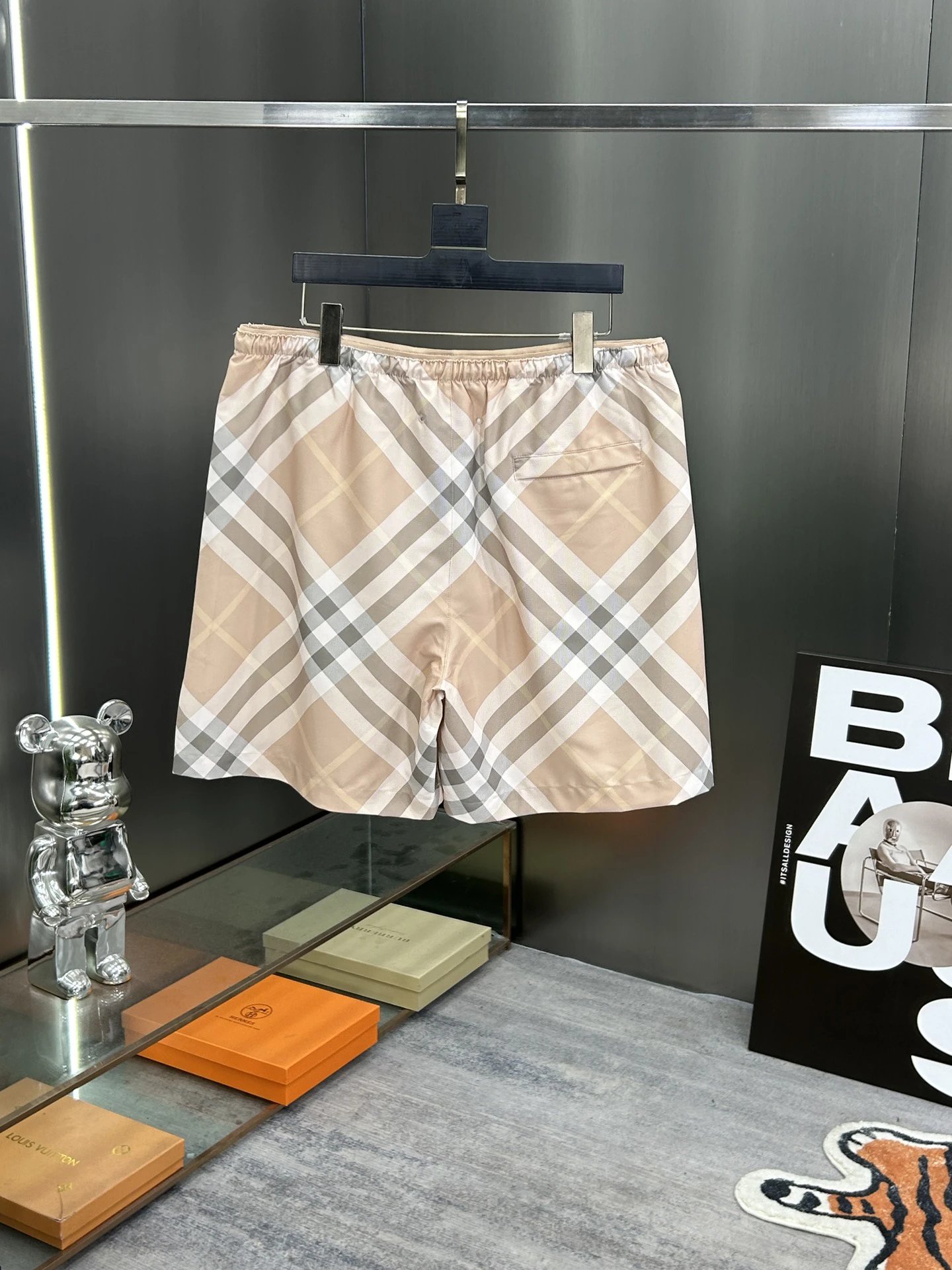 Balenciaga Men Plaid Elastic Waist Summer Shorts