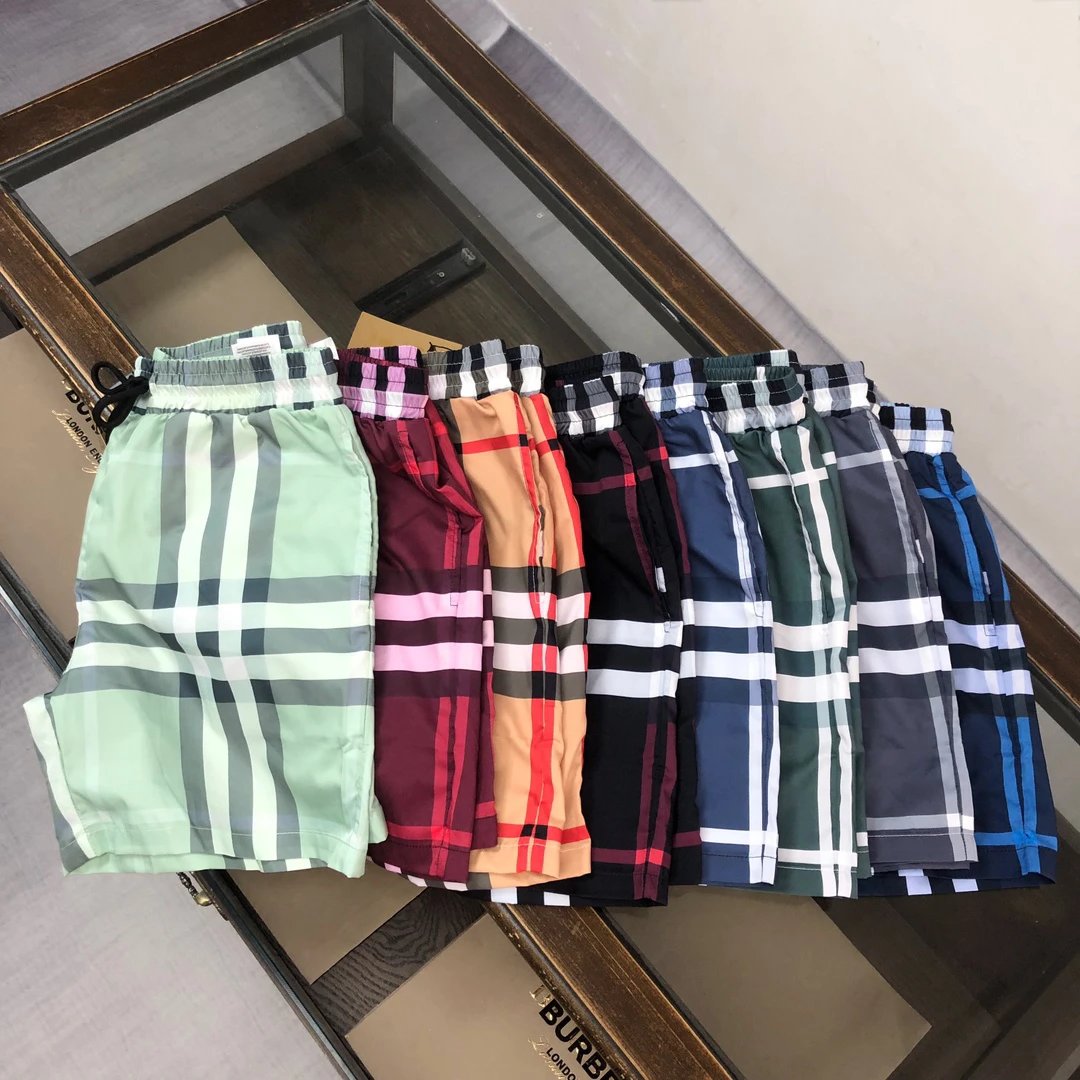 Balenciaga Red Pink Checked Men's Summer Shorts