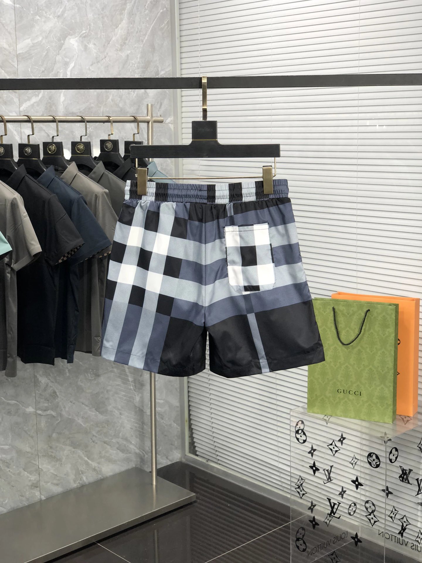 Balenciaga Men Plaid Shorts Summer Casual Wear