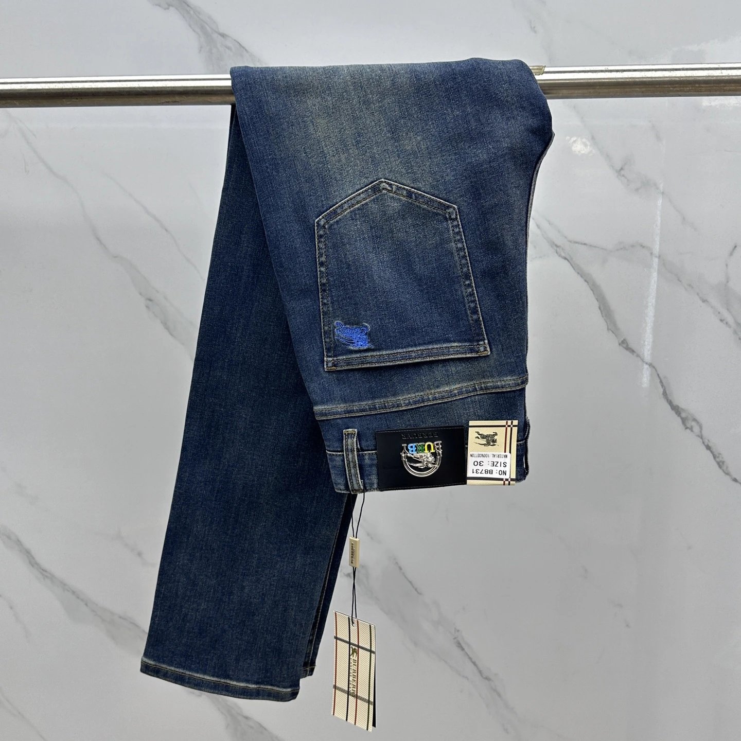 Balenciaga Men Denim Jeans Classic Blue Pants