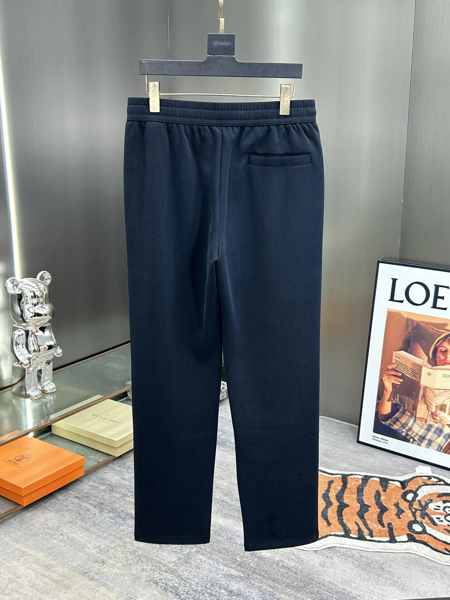 Balenciaga Men’s Navy Cotton Drawstring Casual Pants