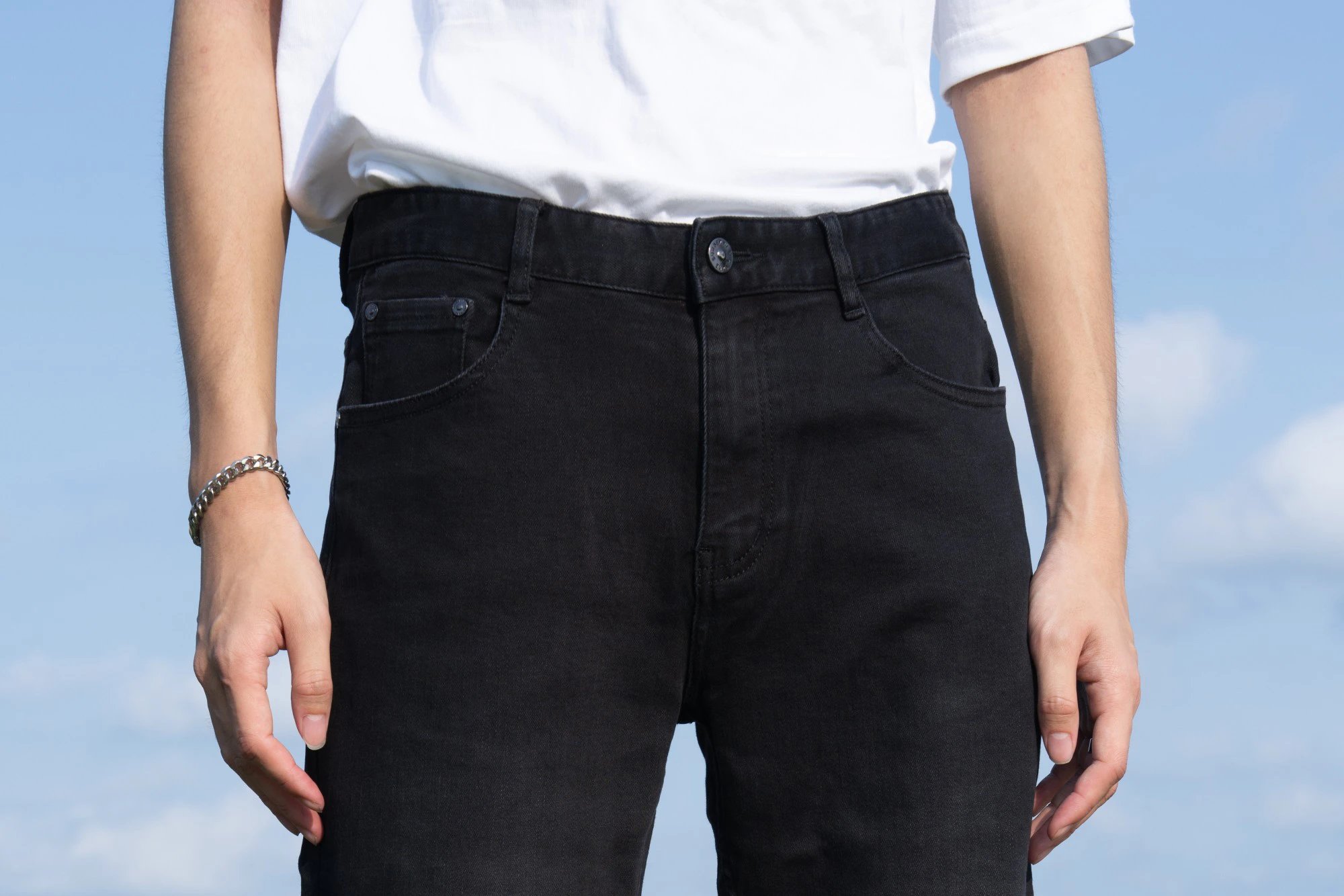 Balenciaga B9501 Men Black Straight Leg Jeans