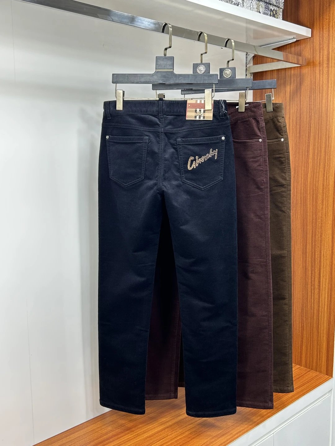 Balenciaga Slim Fit Velvet Pants Black Brown Red