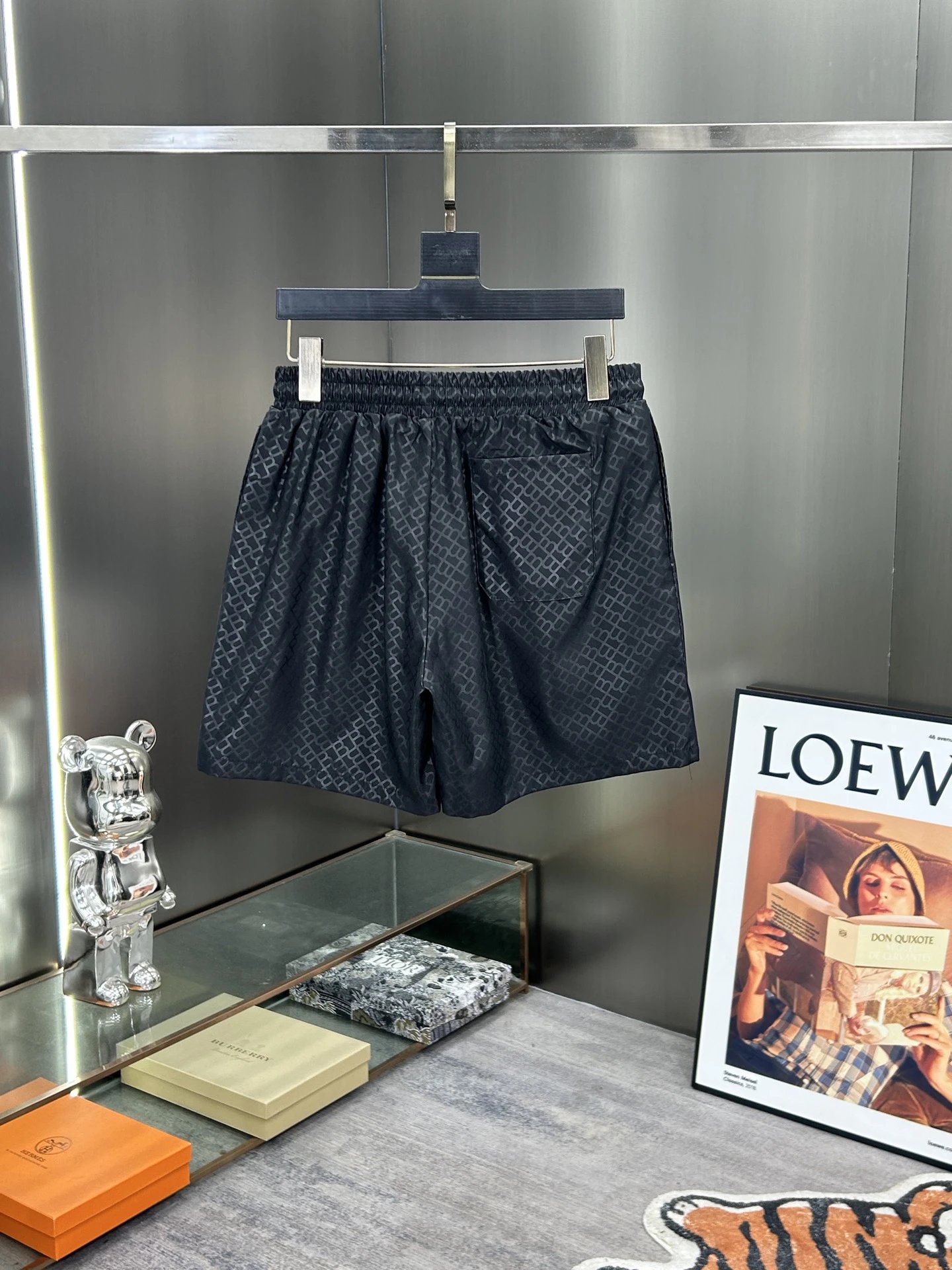 Balenciaga Men’s Black Monogram Luxury Drawstring Shorts