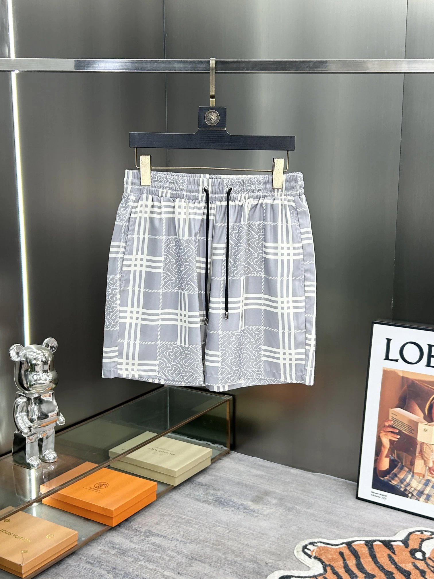 Balenciaga Men Plaid Drawstring Summer Shorts