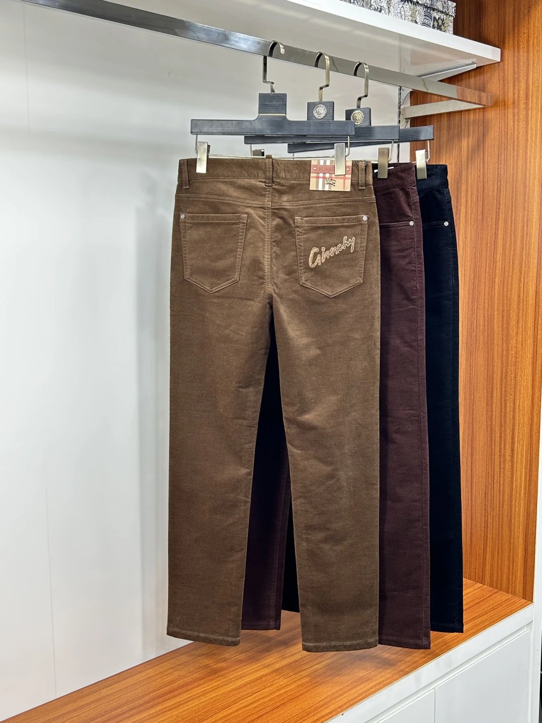 Balenciaga Slim Fit Corduroy Pants Brown Burgundy Black