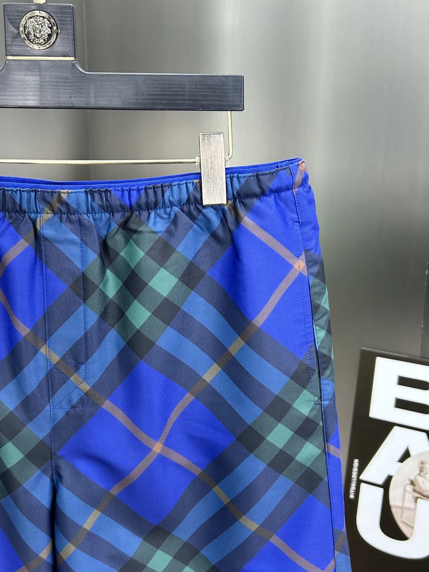 Balenciaga Men’s Blue Green Plaid Summer Shorts