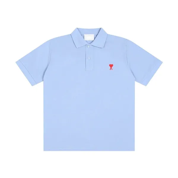 Comme des Garçons Play Red Heart Logo Light Blue Polo - 1