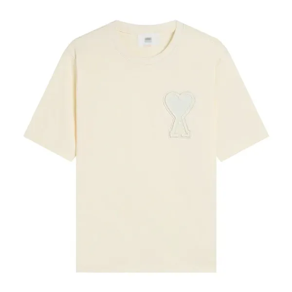 Ami Paris Heart Logo T-Shirt Beige T-Shirt - 1