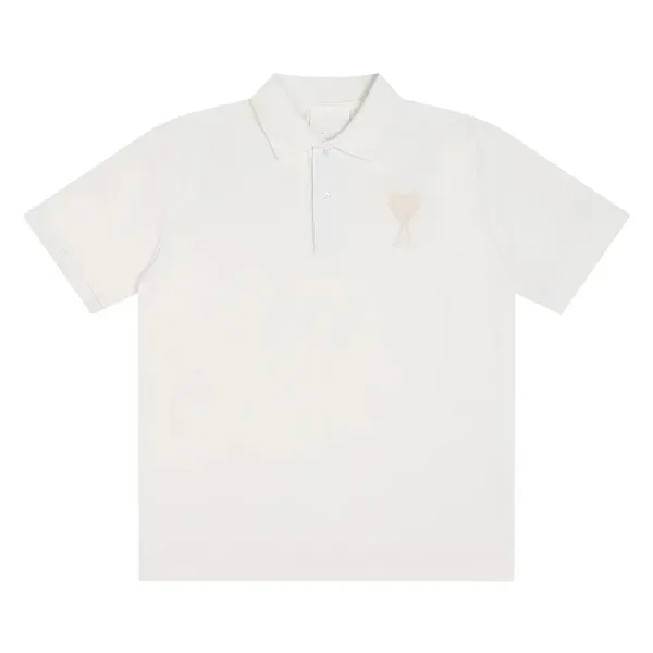 Ami Paris Heart Logo Polo White - 1