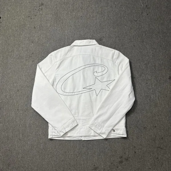 Champion Reverse Weave Denim Jacket White - 1