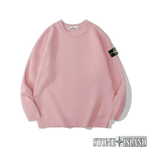 Stone Island Pink Crewneck Knit Sweater - 1