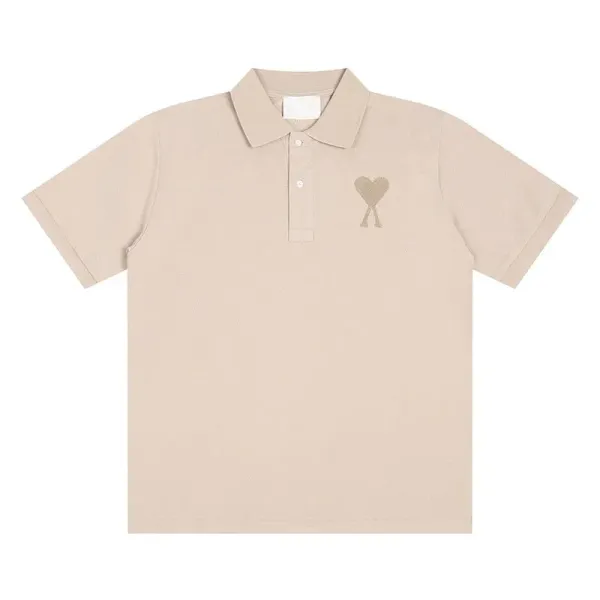Ami Paris Heart Logo Beige Polo - 1