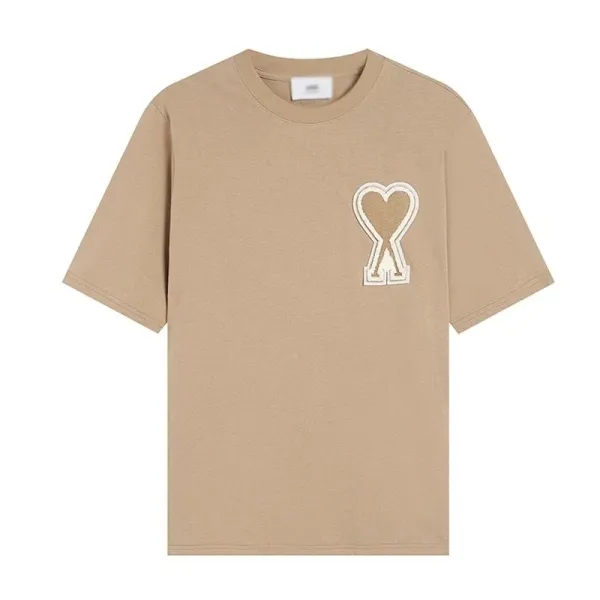 Ami Paris Heart Logo Beige T-Shirt - 1