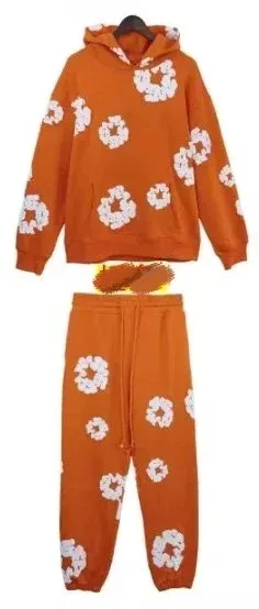 Off-White Recycled Logo Print Orange Hoodie and Sweatpants Set - 1