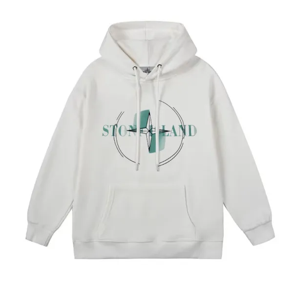 Stone Island Compass Logo Hoodie White - 1