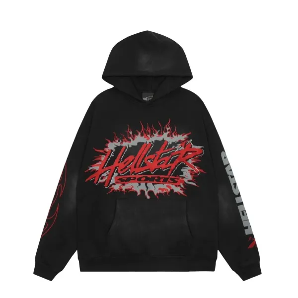 Hellstar Sports Flame Graphic Hoodie Black - 1