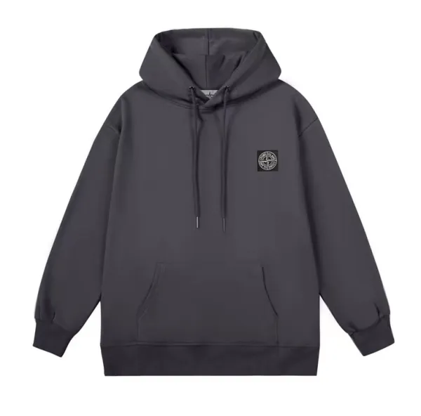 Stone Island Compass Logo Hoodie Dark Gray - 1