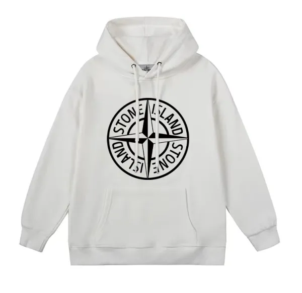 Stone Island Compass Logo Hoodie White - 1