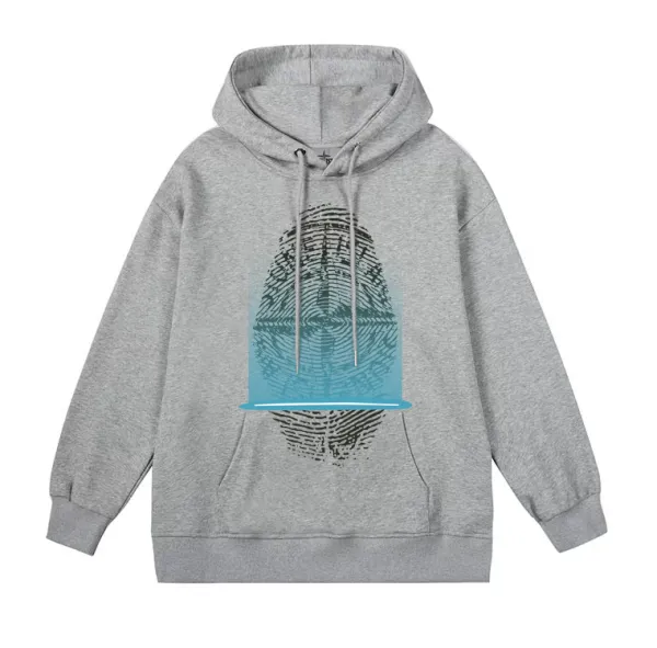 Design Fingerprint Graphic Hoodie Gray - 1