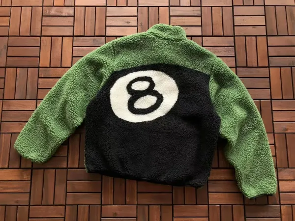 8-Ball Sherpa Fleece Jacket Green and Black Outerwear - 1