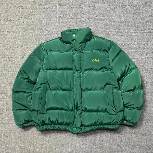 Corteiz Green Satin Puffer Jacket - 1