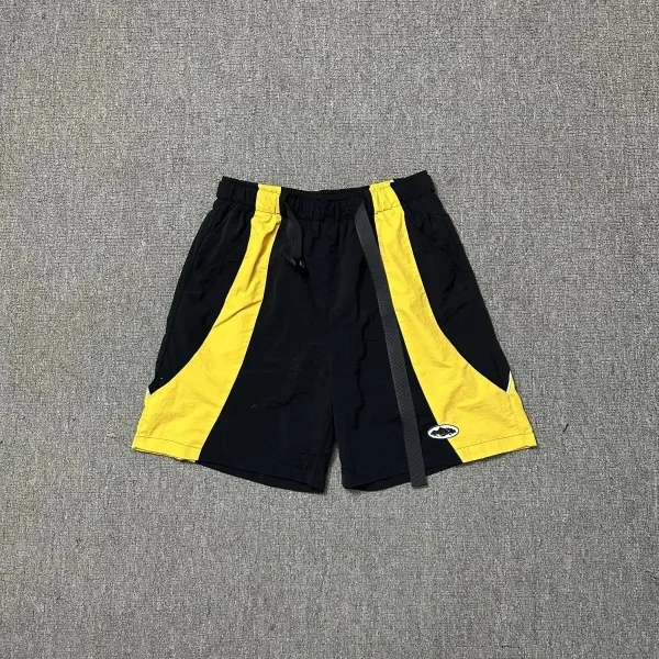 Off-White Diagonal Stripe Shorts Black Yellow - 1