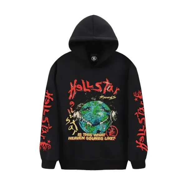 Hellstar Records x Earth Graphic Hoodie Black - 1