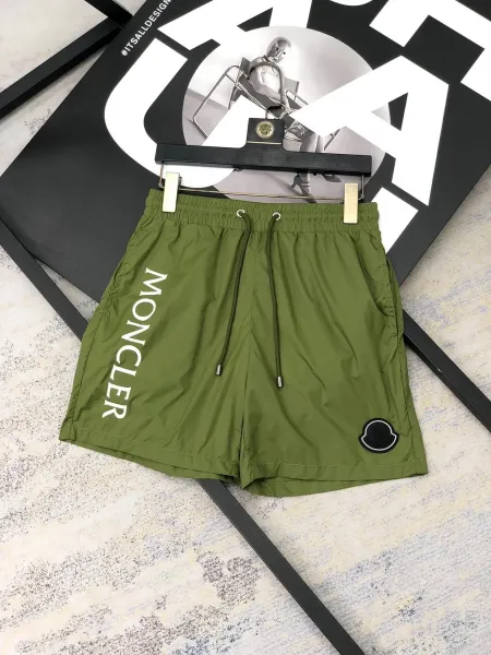 Moncler Logo Print Swim Shorts Army Green - 1