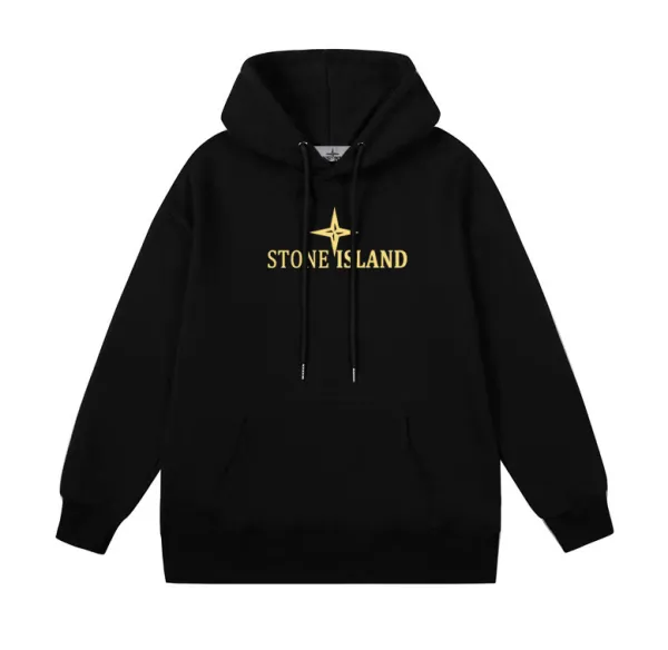 Stone Island Black Gold Logo Hoodie - 1