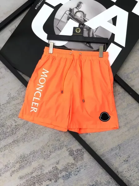Moncler Logo Print Orange Swim Shorts - 1