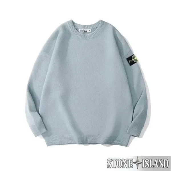 Stone Island Crew Neck Knit Sweater Light Blue - 1